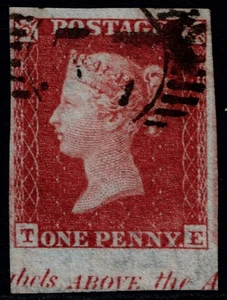 1841 1d Red Plate 152 TE 4m Sheet Marginal Inscription Clear Profile Superb Used - Picture 1 of 1