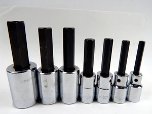 Armstrong Tools 1/2" Drive 7 Piece Tall Hex Bit Socket Set 1/4" - 5/8" w/ RAIL - Picture 1 of 9