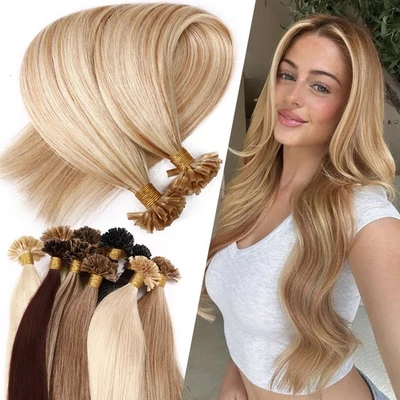 Thick Keratin Pre Bonded Hair Nail Tip U V 100% Remy Human Hair Extensions 150g - Image 1 of 4