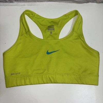 Women’s M Medium Nike Pro Dri-Fit Lime Green Neon Sports Bra Hi Visibility - Image 1 of 4