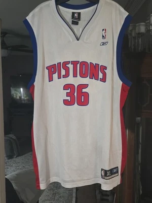 Camiseta deportiva Reebok de la NBA Detroit Pistons Rasheed Wallace #36 talla XL blanca Foto 1 de 4