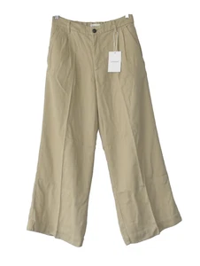 A8 NWT EVERLANE Double Pleated Slash Pocket Wide Leg Tan Chino Pants Size 6 - Picture 1 of 6
