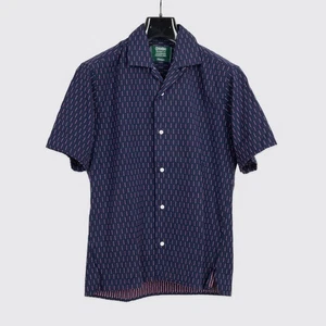 Gitman Vintage Camp Shirt Size 14.5 Navy Blue Check Short Sleeve - Picture 1 of 3