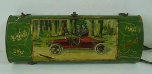 Antike Seltene Blech Botanisiertrommel Mit Auto Motiv vor 1945 - Bild 1 von 5