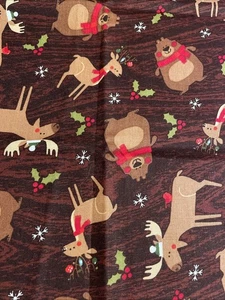 Christmas Woodland Creatures Algodón Graso Cuarto 18”x21” Nuevo - Imagen 1 de 2