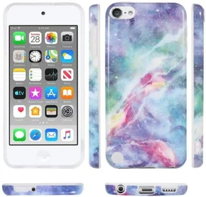 iPod Touch 5th 6th & 7th Gen - Hard Rubber Case Cover Blue Nebula Galaxy Marble - Picture 1 of 7