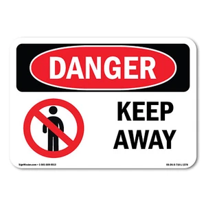 Keep Away ANSI OSHA ANSI Danger Sign Metal Plastic Decal - Picture 1 of 5