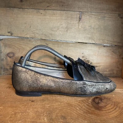 Boden Ines 鞋女式 40 US 10 金色一脚蹬流苏乐福鞋平底鞋 — 第 1/4 张图片