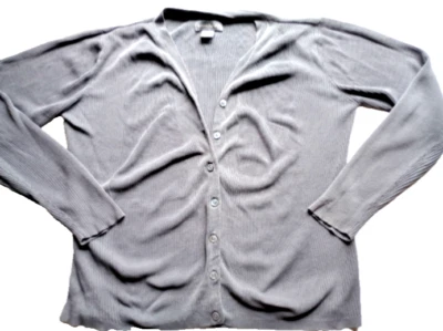 Cárdigan de punto Banana Republic para mujer gris recortado con botones talla L Foto 1 de 4