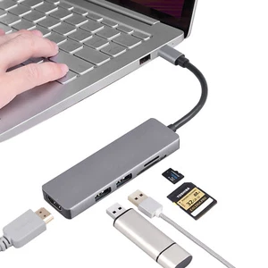 5 in 1 USB-C Hub Adapter Type-C HDMI Expander For MacBook Pro Air iPad Laptop - Picture 1 of 7