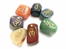 Tumbled Sanskrit Chakra 7 Stones Set Symbolizing Body Engraved Chakras Reiki
