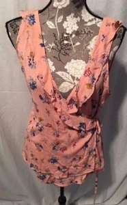 Elodie Women's Floral Sleeveless Wrap Around Blouse Size L NWT Large New - Picture 1 of 7