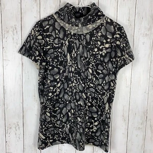 Willi Smith 100% Cashmere Short Sleeve Turtleneck Pullover Sweater Women’s Sz L - Picture 1 of 4
