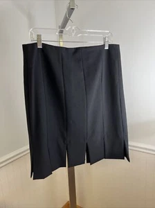 Briggs Career Skirt Knee Length A-Line Black Pleated Hemline NWT - Picture 1 of 6