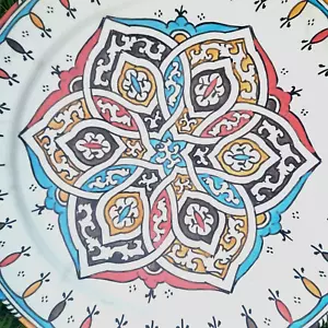 Vintage Ceramic Safi Moroccan Hand Made Decorative Bowl 12" Signed By SERGHINI. - Picture 1 of 7