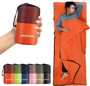 Hüttenschlafsack Ultraleicht Seide Reiseschlafsack Orange 2in1 Rucksackreise - Bild 1 von 8