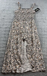 Art Class Girl's Size XL (14) Smocked Sleeveless Walk Through Dress Black Floral - Picture 1 of 6