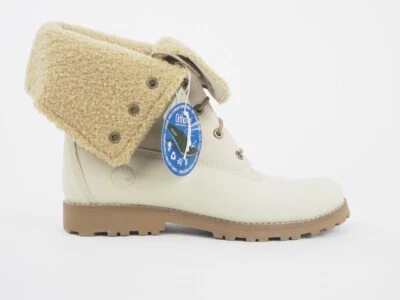 Girls Timberland Authentics 6 Inch Shearling 21926 Cream Leather Lace Up Boots - Image 1 of 4