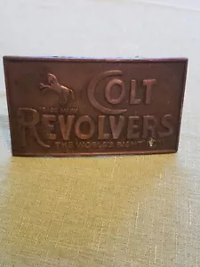 Vintage 1980's Colt Revolvers Brass Belt Buckle, 4 x 2.25 " - Picture 1 of 2
