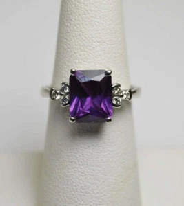 2Ct Emerald Cut Lab-Created Solitaire Engagement Ring 14K White Gold Plated - Picture 1 of 8