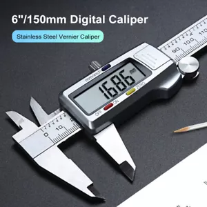 6"/150mm Digital Caliper LCD Stainless Steel Vernier Caliper Metal Micrometer - Picture 1 of 24