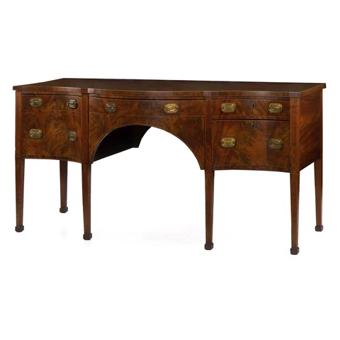 English George III Inlaid Mahogany Serpentine Sideboard, circa 1780 Cover