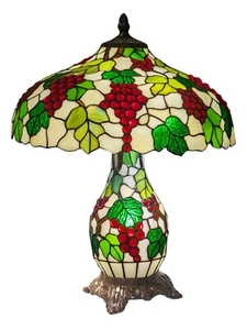55cm High x 42cm Dia Tiffany Style Grape Jewel Umbrella Table Lamp. Incl Bulbs - Picture 1 of 5