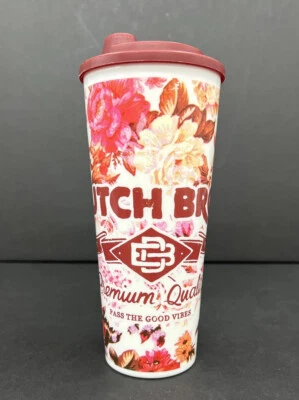 Dutch Bros Coffee Tumbler 18 oz Premium Quality Pass the Good Vibes Floral Pink - Image 1 of 4