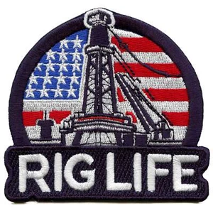 Oil Rig Life Patch blauer Kragen bestickt Bügelbild - Bild 1 von 2