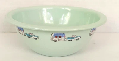 HTF Marble Canyon Rambling Road rv camper Enamelware 6" bowl mint aqua turquoise - Image 1 of 4