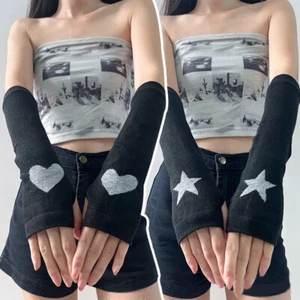 Women Star Love Heart Pattern Gloves Y2K Girl Arm Sleeves Anime Costume Mittens - Picture 1 of 16
