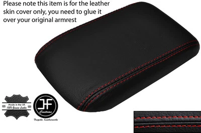 RED STITCHING REAL LEATHER ARMREST LID COVER FITS HONDA PRELUDE 1997-2001 - Image 1 of 3