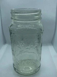2 Vintage Atlas Square Mason 1/2 Quart 16 oz Jar Clear Glass 7" x 3" No Lid - Picture 1 of 2