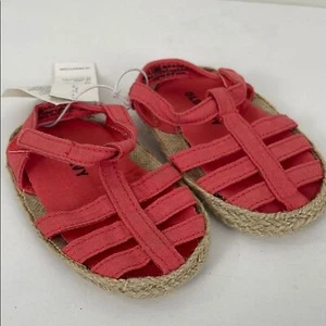 NWT Old Navy Baby Canvas Sandals 12-18 Months Melon Spring Summer - Picture 1 of 4
