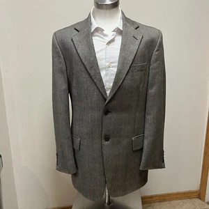 Loro Piana John W Nordstrom 100% Cashmere Gray Herringbone Blazer Jacket 42L 42 - Picture 1 of 11
