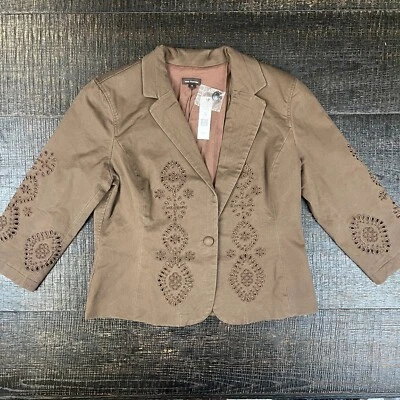 New Frontier Glimmer Blazer Jacket Cropped One Button N1B106 Carob Women Size 12 Foto 1 de 4