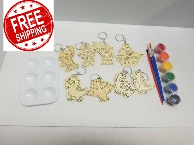 Paint Your Own #A  Pirate Ship Dinosaur KeyChain Kid Arts & Craft Gift Stocking - Imagem 1 de 2