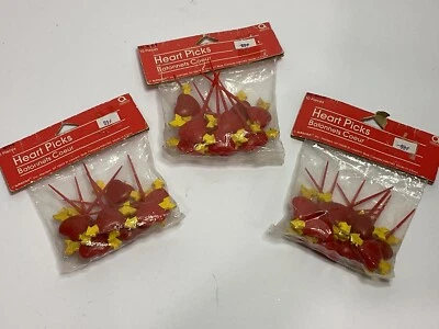 DE COLECCIÓN-(3 PAQUETES = 30 EN TOTAL) AMSCAN SAN VALENTÍN PLÁSTICO CORAZÓN ROJO/FLECHA AMARILLA SELECCIÓN DE FIESTA Foto 1 de 4