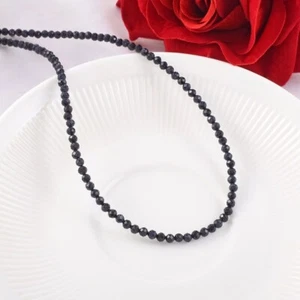 2-3MM Natural Blue Sandstone Faceted Round Healing Gemstone Beaded 18" Necklace - Picture 1 of 8