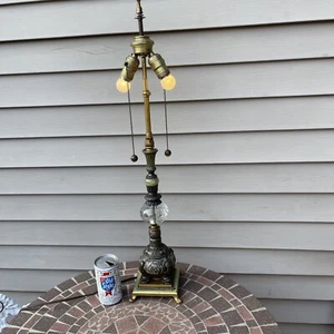 Vintage Marbro Rare Brass Cast Metal DolphinControlled Bubble Glass Table Lamp - Picture 1 of 24