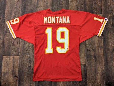 VTG Russell Athletic Kansas City Chiefs Joe Montana Jersey 48 Stitched Name NFL Cover