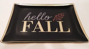 BATH & BODY WORKS HELLO FALL BLACK RECTANGULAR DECOR PLATE BAR SOAP HOLDER NEW! - Picture 1 of 3