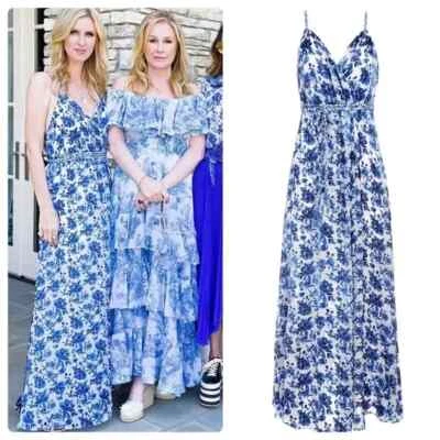 NWD ALICE + OLIVIA Samantha Belted Floral Maxi Dress Size 4 Blue #2K404 - Image 1 of 4