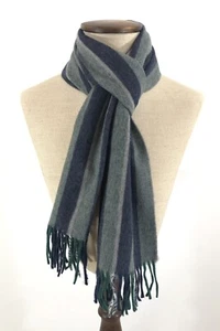 Sciarpa Drakes London Lana/Angora In 2 Sfumature Col. Verde/grigio & Blu/salvia - Foto 1 di 4