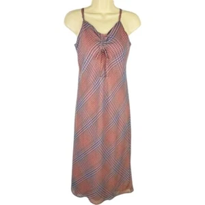 Vestido Aeropostale Midi Preppy Cuadros Rosa Polvoriento Medio Cuello Ceñido Nuevo Correa Ajustable - Imagen 1 de 12