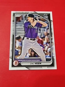 Base de papel de borrador Bowman 2024 BD-61 Zac Veen Colorado Rockies - Imagen 1 de 2