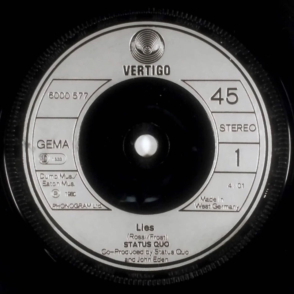 Status Quo - Lies / Don't Drive My Car [7" 45 rpm Single] West German Import - Image 1 of 1