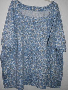Liz&Me 4X Top 100% Cotone Camicia Blusa Blu/Bianco Scollo Quadrato Corto Slv 30/32 - Foto 1 di 20