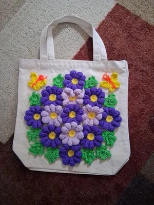 Bolso de Mano Freeform FLORAL MONEDERO 3D Crochet Artístico Folk Hippie Boho Hecho a Mano  Foto 1 de 4