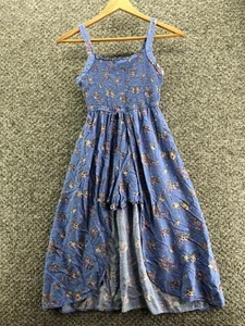 Art Class Romper Long Dress Shorts Blue Floral Girls Sz L 10-12 Straps Smocked - Picture 1 of 9
